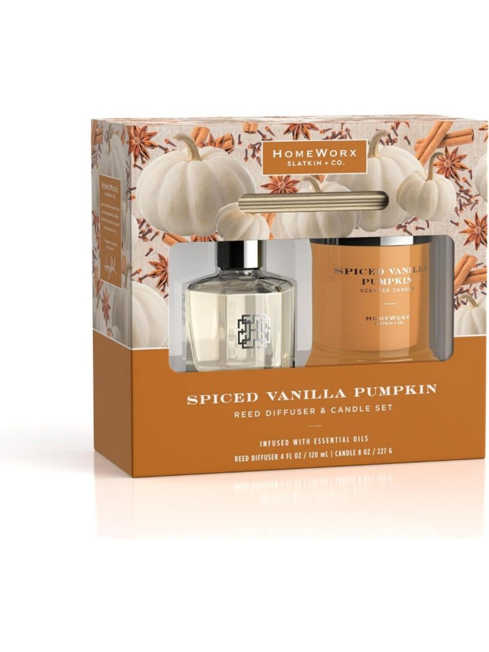 Spiced Vanilla Pumpkin Reed Diffuser & Candle Set - Cozy Fall Home Decor